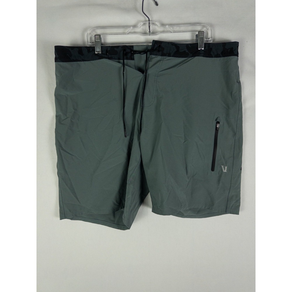 Vuori Infinity Boardshort Mens 38 Green Camo Waistband Stretch Swim Trunks Surf